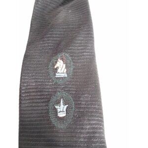 Vintage Black Blue Embroidered clip on Tie necktie